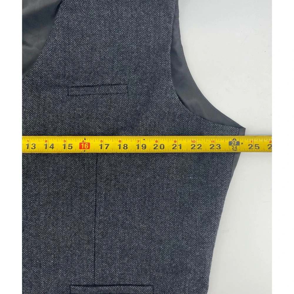 Paul Jones Vest XL Grey Herringbone Wool Blend Tweed Steampunk Peaky Blinders
